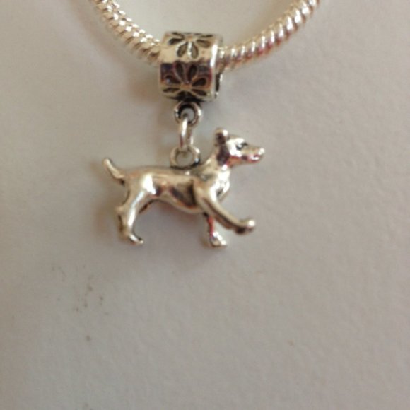 DOG Sterling Silver Plated Dangling Charm Bead For European Style Charm Bracelet - Picture 3 of 4